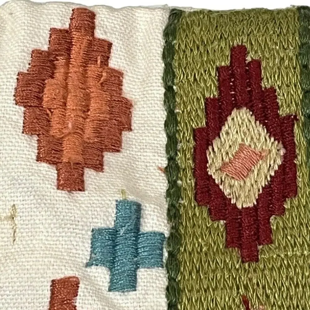 Pier 1 Imports Embroidered Cotton Linen Beaded Throw Accent Pillow Sham 12